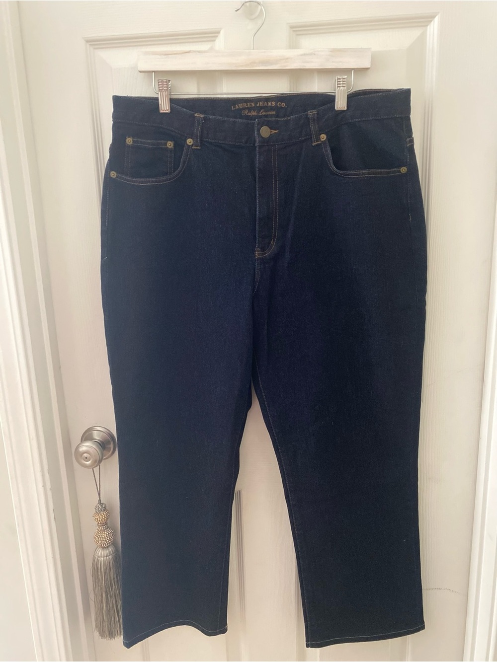 Lauren Jeans Co. Ralph Lauren Women’s Dark Blue Straight-Leg Jeans- US size 16